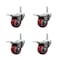 Service Caster 3 Inch Red Polyurethane Swivel 34 Inch Threaded Stem Caster Set with Total Lock Brake SCC-TSTTL20S314-PPUB-RED-34212-4 - alternate 1